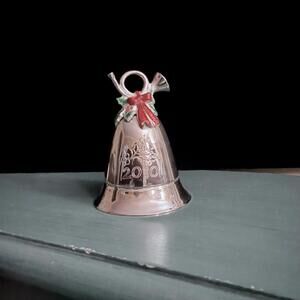 Kirk Stieff / Lenox  Silver Holiday Bell music box with Red Bow 2010